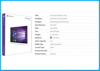Chiave/attivazione bit licenza/del COA dell'OEM del software di Microsoft Windows 10 del pacchetto di vendita al dettaglio di USB pro 64 online